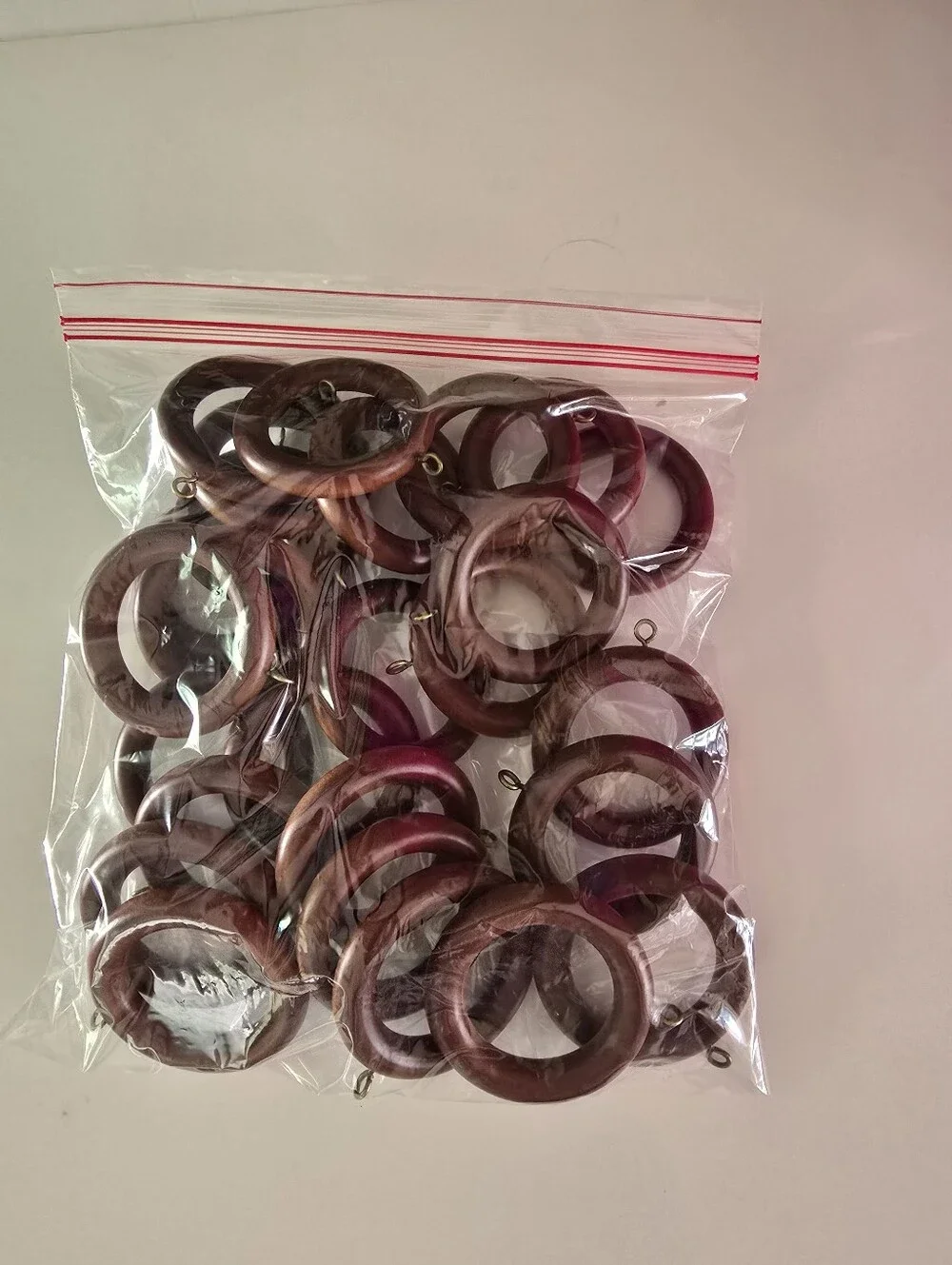 Wooden Wood Curtain Drapery Rings Screw Loop  26 Pcs